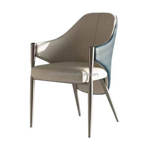 Chaises de salle à manger personnalisées de luxe modernes en velours/imitation cuir, dossier contourné de manière complexe, durables, réglables et extensibles - Product Image 1