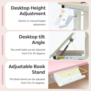 Ensemble bureau et chaise ergonomiques en <span class=keywords><strong>bois</strong></span> pour enfants, réglables en hauteur avec rangement, robustes, pour chambre d'enfant, directement de l'usine - Product Image 4