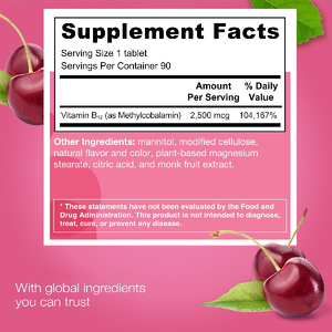 Oem Oplosbare Vitamine <span class=keywords><strong>B12</strong></span> Supplement Tabletten Nul Suiker Verbetert De Inname Van Bioactiviteit Ondersteunt De Algehele Gezondheid - Product Image 5