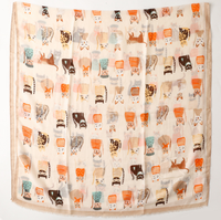 Écharpe châle imprimée chat mignon en satin, longue écharpe de tête pour le printemps et l'automne, protection solaire, foulards de tourisme, hijabs