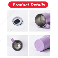 Vaso de Acero Inoxidable de 550 ml con Asa Sólida y Tapa Transparente, Admite Logotipo Personalizado, para Oficina, Auto, Bebidas Frías y Calientes Diarias