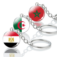 Porte-clés Afrique Double Face National Drapeau Pays Africain Souvenir Promotion Cadeau Cristal Verre Cabochon Pendentif Porte-clés