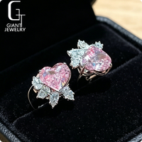 Boucles d'oreilles en forme de cœur rose, diamant cultivé en laboratoire certifié IGI, bijoux personnalisés pour femmes, or massif 9k 10k 14k 18k