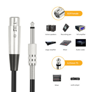 Câble de microphone équilibré personnalisé 6.35mm mâle TS <span class=keywords><strong>Mono</strong></span> vers <span class=keywords><strong>XLR</strong></span> femelle Câble audio blindé en cuivre sans oxygène - Product Image 4