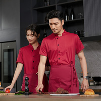 Seragam Koki Unisex Lengan Pendek Bahan Polyester Mesh Bernapas dengan Logo Kustom Grosir untuk Restoran, Hotel, Dapur, Semua Musim