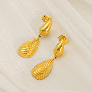 ZOGXIN Teardrop Earrings Gold Stainless Steel Drop Earrings Party Jewelry - Product Image 2