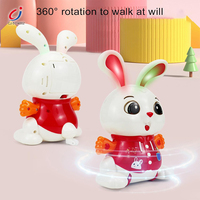 Jouets de lapin à piles Chengji, interaction amusante, éducation, dessin animé, petit lapin mignon rotatif, oscillant, musical, dansant
