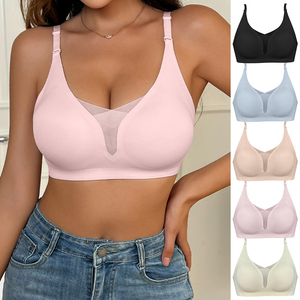 Nhà Máy Trực Tiếp Chất Lượng Cao Không Dây Bralette Có Thể Điều Chỉnh Sâu V-Lưới Thoáng Khí Một Mảnh Mềm Mại Liền Mạch Tất Cả Các Ngày Mặc Phụ Nữ Áo Ngực - Product Image 1