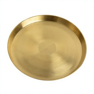 Assiette de dîner Kansa lourde, finition mate, en laiton doré, Thali traditionnel, assiette de service Pital pour la maison, la cuisine et la Pooja - Product Image 1