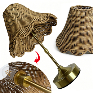 Rattan <strong>Bamboo</strong> Table <strong>Lamp</strong> with Hemp Rope Shade Touch Control LED Light AC Powered Eco-Friendly Wedding Lighting - Product Image 5