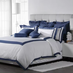 Luxury 5 Star Hotel 100% Cotton Bedding <strong>Set</strong> Custom logo White Flat Bed <strong>Sheets</strong> Pillowcase Duvet Cover - Product Image 1