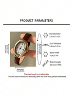 Montre à bracelet en PU pour femme, petit cadran ovale exquis, style britannique vintage, montre à quartz de luxe de niche PRO30