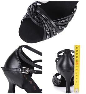 Zapatos de Baile Latinos de <span class=keywords><strong>Salsa</strong></span> Negros de 7.5cm, Económicos, para Salón de Baile, Jazz, Tango, Fiestas, Sandalias para Mujer - Product Image 5