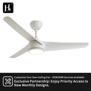 Ventilateur de plafond moderne intelligent de 52 pouces à 3 pales, blanc, avec éclairage LED, télécommande à intensité variable pour la maison et la chambre - Product Image 6