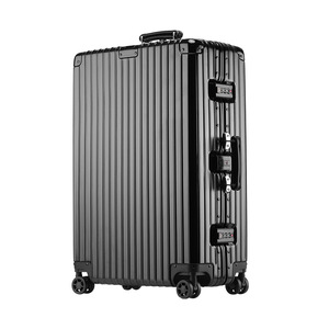 Unisex Aluminum Frame Trolley Case 4 Wheel Lockable Solid Color Large Capacity Carry On <b>Suitcase</b> For Long Distance Travel - Product Image 5