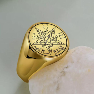Anneau Viking du sceau des sept archanges, <span class=keywords><strong>secret</strong></span> de l'univers, anneaux pour hommes, acier inoxydable, talisman de Salomon, bijoux de la Kabbale - Product Image 4