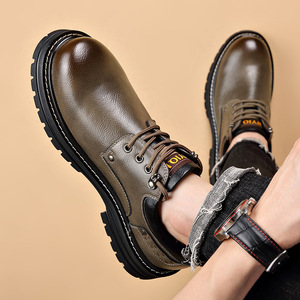 Chaussures Derby en Cuir pour Hommes, Semelle Épaisse Amortie, Talon Bas, Style Décontracté pour Mariage, Conception à Bord Relevé, Fabriquées à Wenzhou - Product Image 2