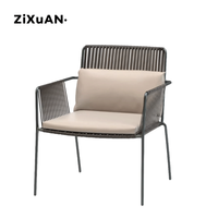 Tables et chaises de salle à manger d'extérieur modernes, design simple et décontracté pour café-bar, résistantes à l'eau et aux UV, en rotin et structure en fer, pour balcons, Pin Rong Mu