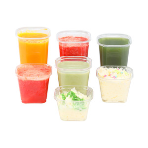 Square Plastic Pet <b>Cup</b> 301 400Ml For <b>Cold</b> Drinks Coffee Shops Dessert Stores - Product Image 4