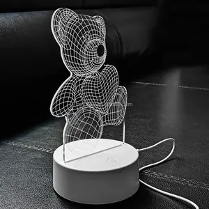 Custom Photo Acrylic Bedroom LED Table Lamp Bases for Home Decoration 3D Illusion Holiday Love Gift USB Small Night Light