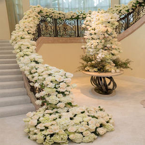 공장 도매 흰색 장미 조화 300/200cm 테이블 센터피스 웨딩 배경 벽 아치 파티 무대 꽃 장식 - Product Image 1