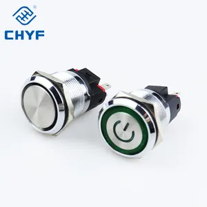 10A 15A 20A 16 19 22mm Latching Push Button Switch 12V SPST LED Waterproof Stainless Steel Round Self-Locking 1NO 1NC for Boat