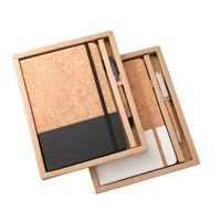 Cuaderno A5 de Papel con Textura de Corcho, Banda Elástica, Cubierta Texturizada, Set de Regalo para Oficina y Negocios, Personalizable