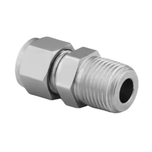 AISI 316 Compression <span class=keywords><strong>1</strong></span>/4 en X <span class=keywords><strong>1</strong></span>/2 NPT avec double rondelle <span class=keywords><strong>1</strong></span>/4 OD <span class=keywords><strong>1</strong></span>/2 NPT connecteur mâle pour tube conformable - Product Image 1