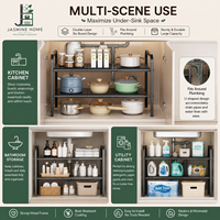 Organizador de Especias Ajustable Multifuncional Moderno para Debajo del Fregadero, Estante de Almacenamiento Expandible de 2 Niveles para Sala de Estar