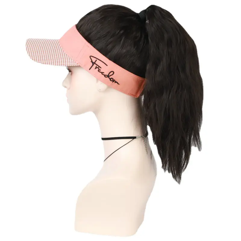 MZ-159 Wholesale Women Girls Orange Adjustable Baseball Caps Hairstyles Lovely Sunscreen Sport Hat One-piece Wig Cap