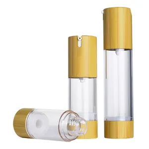 Muestra gratis 30ml 50ml Cosmético COMO Crema para el cuidado de la piel Botella con bomba sin aire Envase para el cuidado de la piel con carcasa exterior de Bambú - Product Image 1