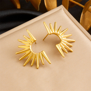 Geometric Gold Plated Stainless Steel Cuff Earrings For Party Fashion Jewelry - Product Image 1