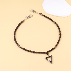 Chaîne de taille magnétique triangulaire avec pendentif, œil de tigre, agate noire, style punk géométrique, chaîne de corps pour homme, usage quotidien, alliage de zinc - Product Image 4