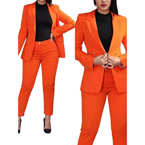 2024, venta al por mayor, pantalones Blazer de Color sólido <span class=keywords><strong>para</strong></span> mujer, conjunto de <span class=keywords><strong>dos</strong></span> piezas, trajes de negocios informales <span class=keywords><strong>para</strong></span> primavera y otoño de longitud larga - Product Image 4
