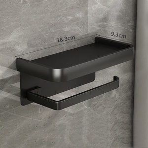 <span class=keywords><strong>Porte</strong></span>-papier toilette auto-adhésif en aluminium avec étagère pour téléphone, <span class=keywords><strong>sans</strong></span> perçage, léger, antirouille, organiseur de salle de bain - Product Image 5