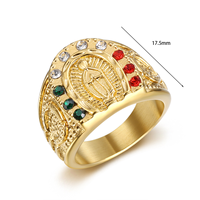 Bague Hip Hop en acier plaqué or avec diamants colorés Saint Maria pour homme
