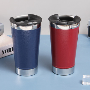 2023 New 473ML Double Wall Thermal Beer Cup Handle Lid Leak-Proof Vacuum Insulation Stainless Steel Bluetooth Speaker <b>LED</b> - Product Image 6