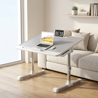 Bureau portable pliable de haute qualité pour ordinateur portable, support réglable en hauteur, table d'appoint portable avec tiroir pour le travail à domicile ou au bureau