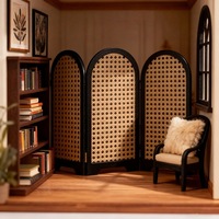 Petit écran en bois 1:6, ornements de bureau, mini meubles de maison 1:12, décorations de maison de poupée, accessoires créatifs pliables