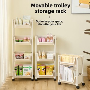 Chariot de rangement mobile à plusieurs niveaux en plastique pour <span class=keywords><strong>cuisine</strong></span>, collations, jouets et fruits et légumes - Product Image 1