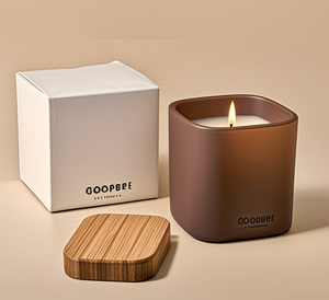 Contenitori per Candele Personalizzati con Etichetta Privata, <span class=keywords><strong>Vasetti</strong></span> in <span class=keywords><strong>Vetro</strong></span> <span class=keywords><strong>Ambrato</strong></span> Quadrati Vuoti da 4oz 8oz 12oz, Barattoli di Lusso per Candele con Coperchi - Product Image 1