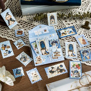 Autocollants estampillés bronzants, motifs 'Anciens rêves', 'Notes postales', 'Guérison', 'Paysages en relief' et 'Motifs chat et chien', décoratifs pour carnet de notes DIY - Product Image 1