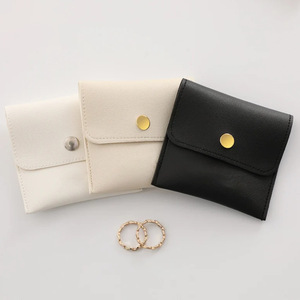 Korean style ins PU <b>leather</b> jewelry <b>bag</b>, simple earring, necklace, and ring packaging <b>bag</b>, <b>small</b> and portable jewelry storage - Product Image 3