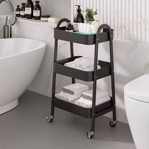 <b>Storage</b> Cart 3 Tier Metal With Wheels Movable Organizer For Kitchen Living Room Bedroom Toy Food <b>Storage</b> Easy <b>Cleaning</b> - Product Image 2