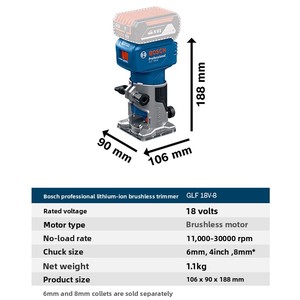 Convient pour routeur à bois sans fil sans balais 18V Lithium-ion Original GLF18V/8 (outil nu) - Product Image 5