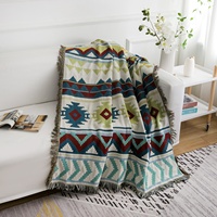 Couverture tissée personnalisable en coton et polyester à rayures géométriques, écologique, toutes saisons, style bohème, pour la plage, prix de gros abordable