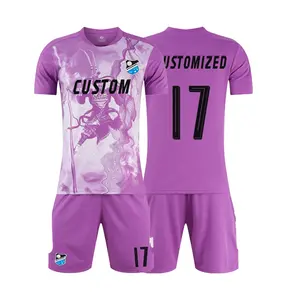 100% Polyester Printing Training Football Uniform Men Soccer Wear Soccer Set Custom Number Soccer Uniform For Team Sets