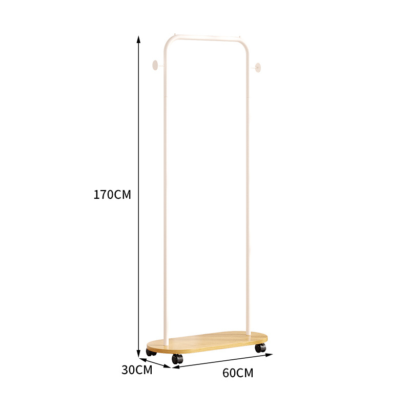Elliptical flat-head single hook, natural wood, white frame-60170
