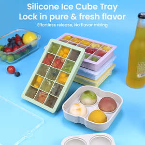 Molde de silicona de grado alimenticio para cubitos de hielo redondos estrechos, reutilizable, para hacer helados, con contenedor de almacenamiento, herramienta de cocina ecológica - Product Image 5