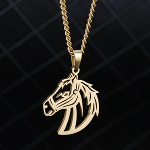 Hiphop Stijl Rvs Heren Uitgesneden Wolf Olifant Paard Hoofd Hanger Ketting Trendy Dier Ketting Voor Mannen - Product Image 4